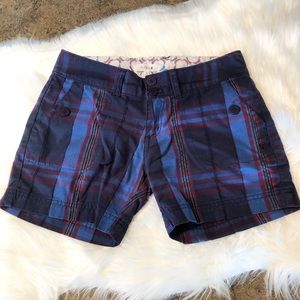 Hurley blue plaid shorts, junior girls size 1